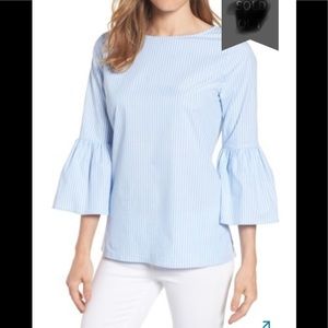 NWT White Medium Gibson Bell Sleeve Poplin Top